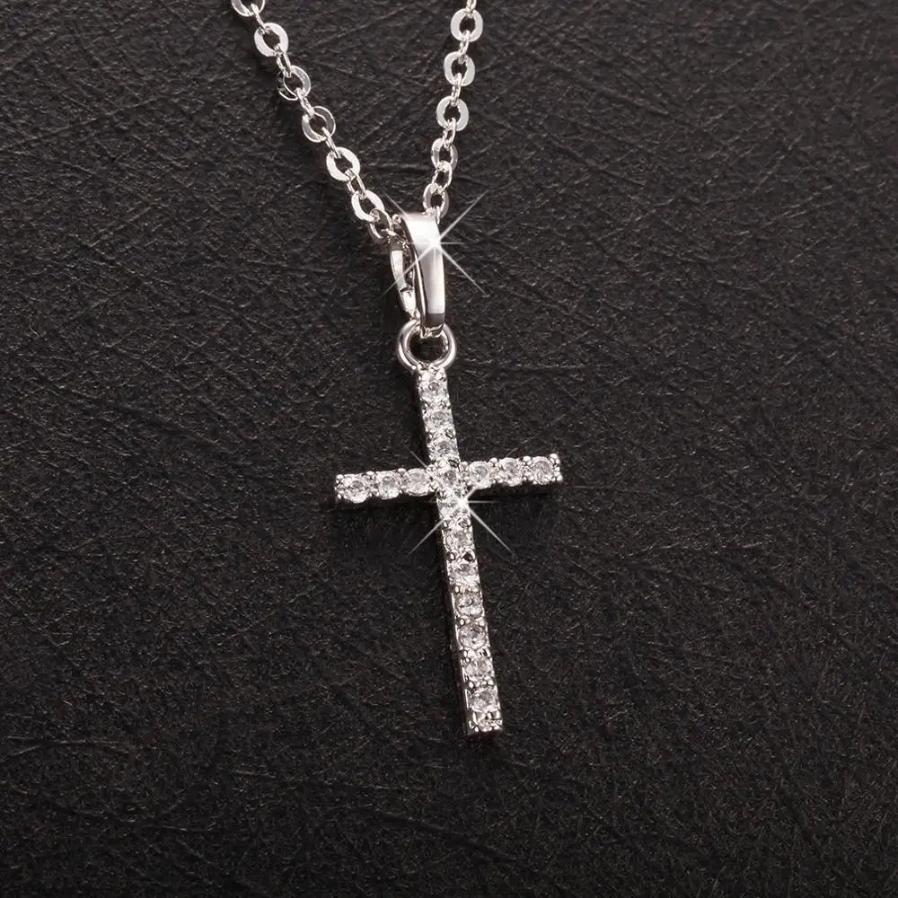 Fashion Female Cross Pendants Dropshipping Gold Black Color Crystal Jesus Cross Pendant Necklace Jewelry for Men/Women Wholesale
