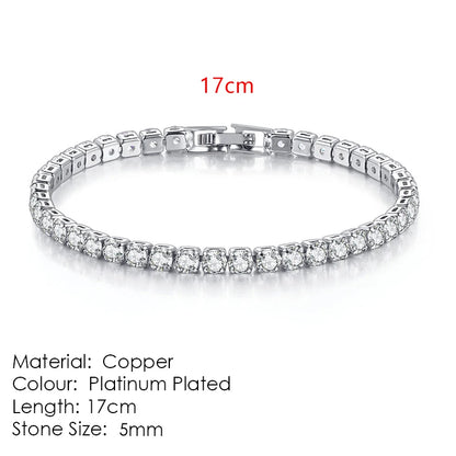 Fashion Multicolor Tennis Bracelet for Women 2.5/3/4/5Mm Zirconia Charm Designer Tennis Chain Men Bracelet Wedding Jewelry KC128