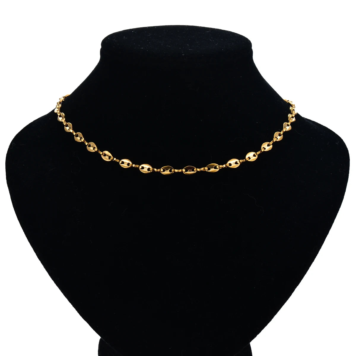 1Pcs Stainless Steel Coffee Beans Link Chain 5MM Necklaces for Men Women Rope Link Chain Necklaces Fashion Hip Hop Jewelry