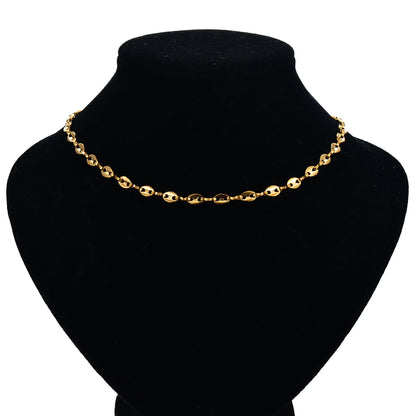 1Pcs Stainless Steel Coffee Beans Link Chain 5MM Necklaces for Men Women Rope Link Chain Necklaces Fashion Hip Hop Jewelry