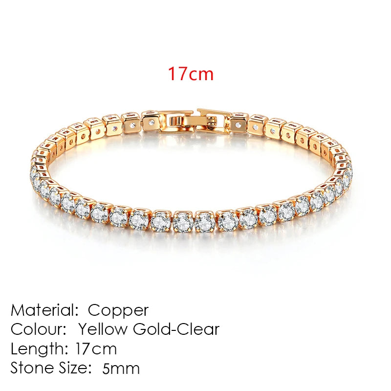 Fashion Multicolor Tennis Bracelet for Women 2.5/3/4/5Mm Zirconia Charm Designer Tennis Chain Men Bracelet Wedding Jewelry KC128