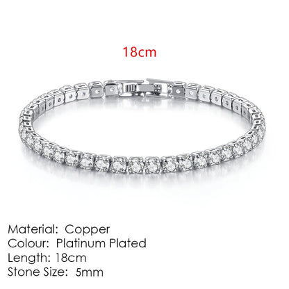 Fashion Multicolor Tennis Bracelet for Women 2.5/3/4/5Mm Zirconia Charm Designer Tennis Chain Men Bracelet Wedding Jewelry KC128