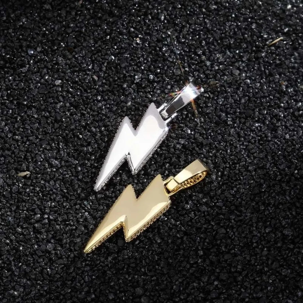 New Fashion Hip-Hop Zirconia Lightning Bolt Pendant Necklace Men and Women Chain Necklace Biker Punk Necklace Pendantaccessories
