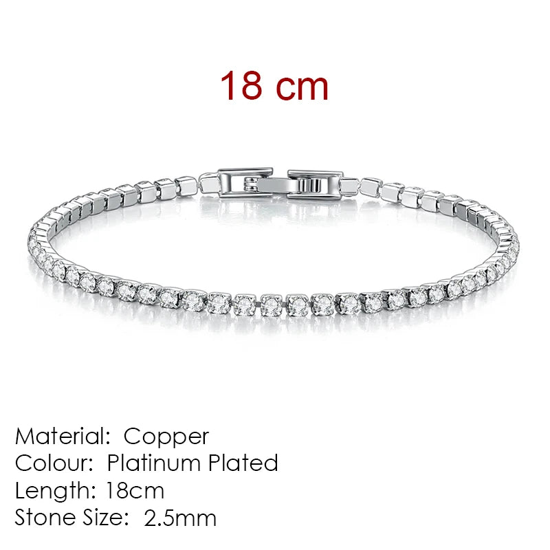 Fashion Multicolor Tennis Bracelet for Women 2.5/3/4/5Mm Zirconia Charm Designer Tennis Chain Men Bracelet Wedding Jewelry KC128