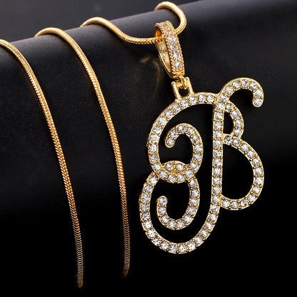 New A-Z Cursive Initial Letter Name Pendant Necklace for Women Simple Rope Chain Letter Necklace Fashion Jewelry Gift