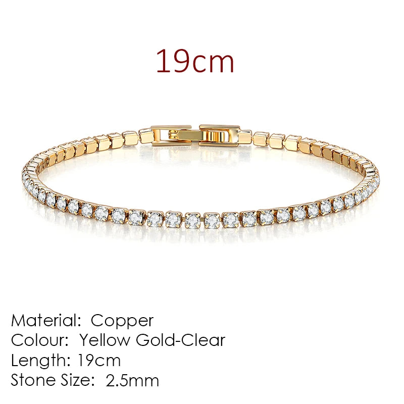 Fashion Multicolor Tennis Bracelet for Women 2.5/3/4/5Mm Zirconia Charm Designer Tennis Chain Men Bracelet Wedding Jewelry KC128