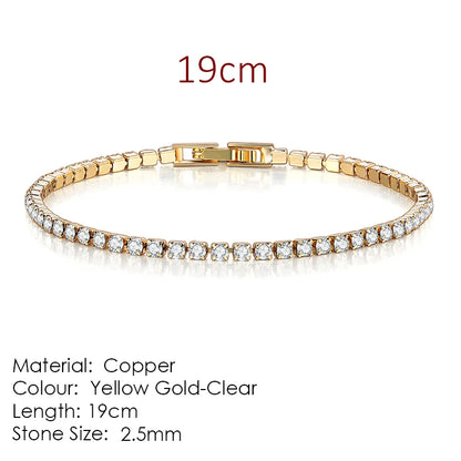 Fashion Multicolor Tennis Bracelet for Women 2.5/3/4/5Mm Zirconia Charm Designer Tennis Chain Men Bracelet Wedding Jewelry KC128