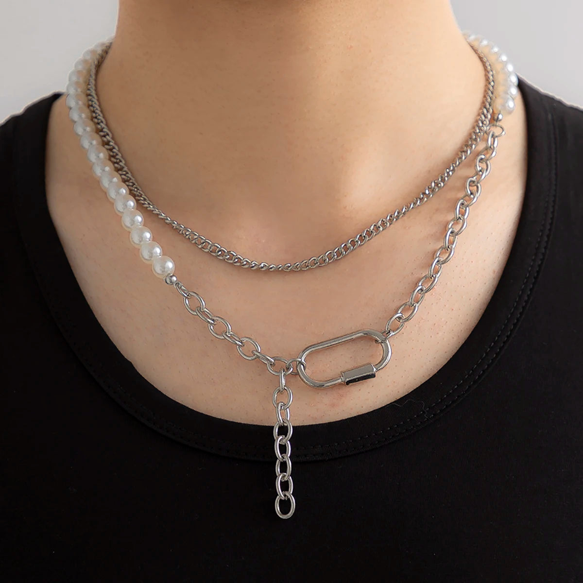 Baroque Simulated Pearls Long Tassel Pendant Necklace for Women Beaded Link Chain Necklace 2022 Trend Lariat Wedding Jewelry
