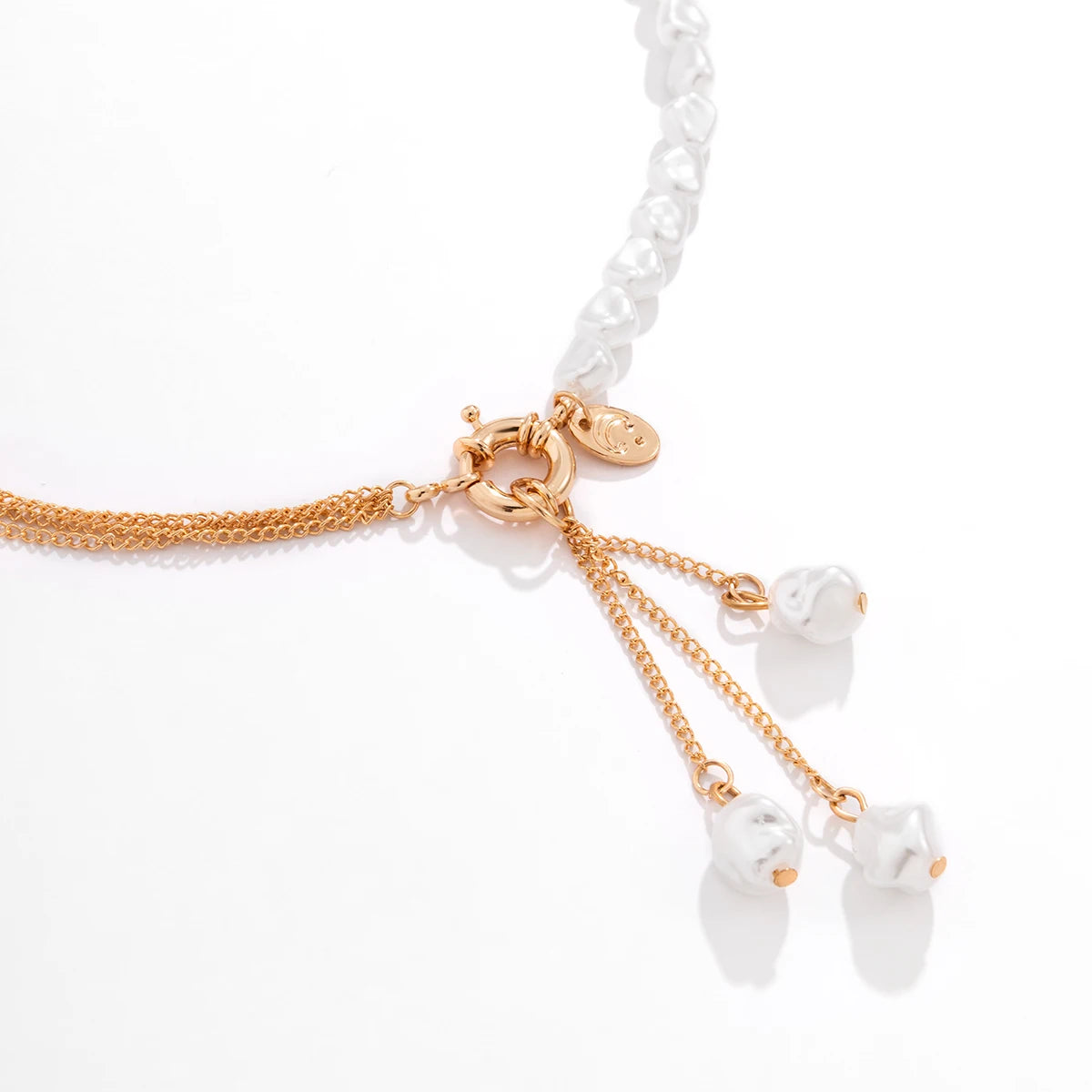 Baroque Simulated Pearls Long Tassel Pendant Necklace for Women Beaded Link Chain Necklace 2022 Trend Lariat Wedding Jewelry