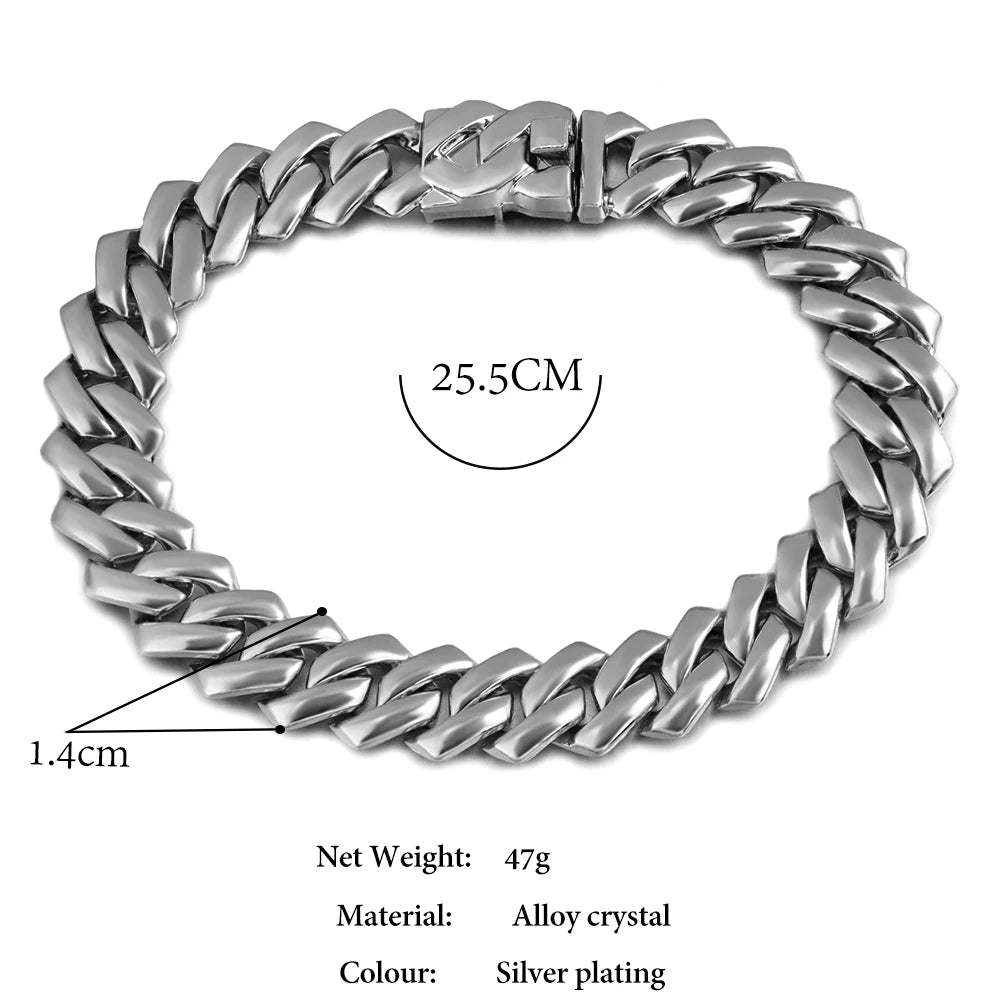 Summer 14MM Chunky Cuban Anklet for Women Gold-Plated Rhombus Cuban Link Chain Anklets Beach Sandals Jewelry New