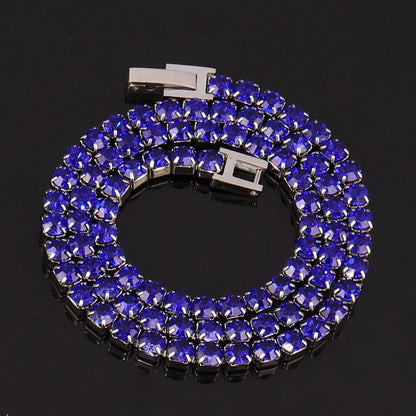 316L 4Mm Stainless Steel Necklace for Women Men'S Hip Hop Tennis Chain Necklaces Color Crystal Zircon Choker Necklace Jewelry