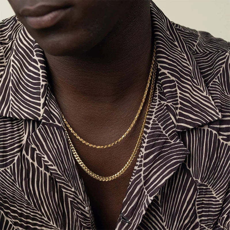 Chain Necklace Hip Hop Rapper'S Rope Chain Basic Punk Stainless Steel 3Mm 18" 20" 24" 30" Gold Silver Color Cuban Franco Jewelry
