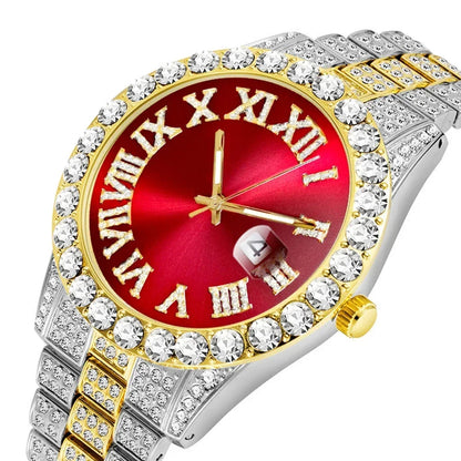 Watch Men Luxury Brand Full Diamond Mens Watches AAA CZ Quartz Men'S Watch Waterproof Hip Hop Male Clock Gift for Men