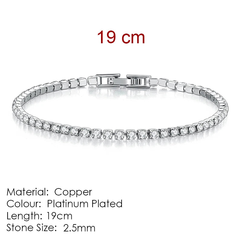 Fashion Multicolor Tennis Bracelet for Women 2.5/3/4/5Mm Zirconia Charm Designer Tennis Chain Men Bracelet Wedding Jewelry KC128