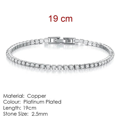 Fashion Multicolor Tennis Bracelet for Women 2.5/3/4/5Mm Zirconia Charm Designer Tennis Chain Men Bracelet Wedding Jewelry KC128