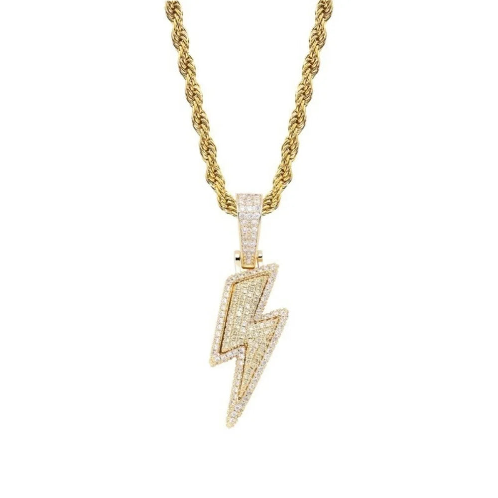 New Fashion Hip-Hop Zirconia Lightning Bolt Pendant Necklace Men and Women Chain Necklace Biker Punk Necklace Pendantaccessories