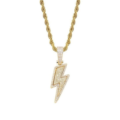New Fashion Hip-Hop Zirconia Lightning Bolt Pendant Necklace Men and Women Chain Necklace Biker Punk Necklace Pendantaccessories