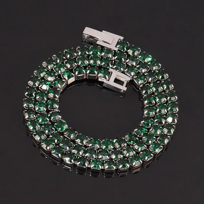 316L 4Mm Stainless Steel Necklace for Women Men'S Hip Hop Tennis Chain Necklaces Color Crystal Zircon Choker Necklace Jewelry