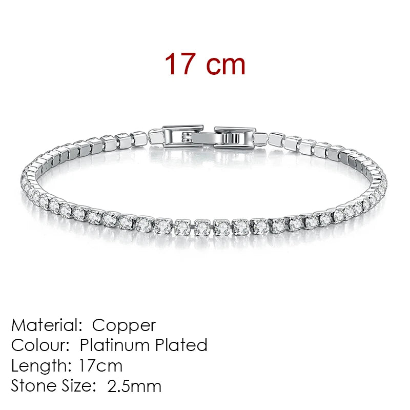 Fashion Multicolor Tennis Bracelet for Women 2.5/3/4/5Mm Zirconia Charm Designer Tennis Chain Men Bracelet Wedding Jewelry KC128
