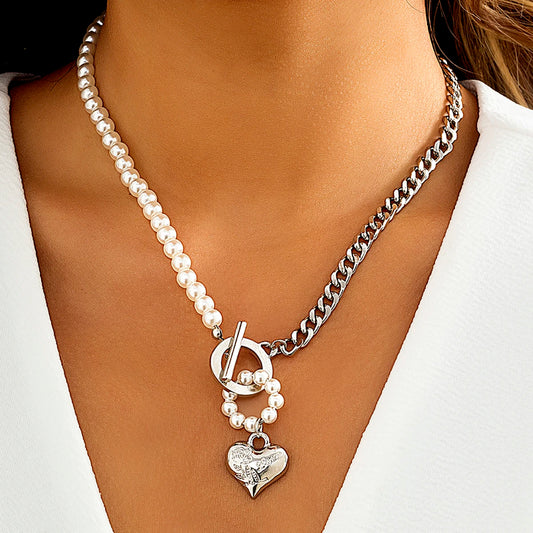 Baroque Simulated Pearls Long Tassel Pendant Necklace for Women Beaded Link Chain Necklace 2022 Trend Lariat Wedding Jewelry