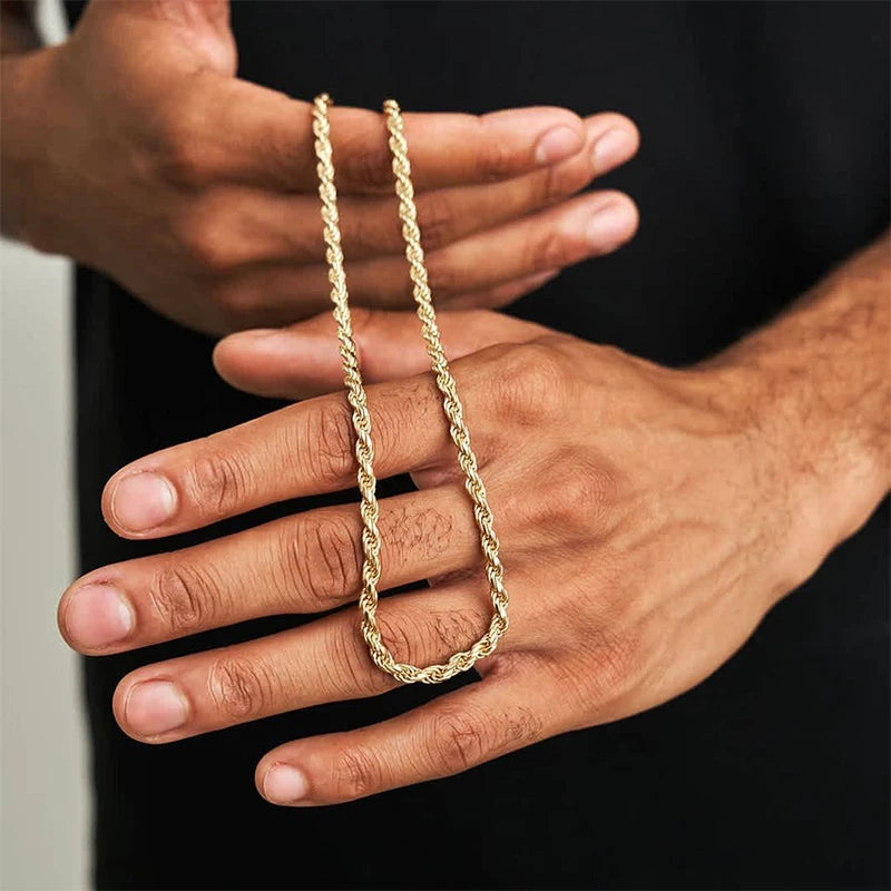 Chain Necklace Hip Hop Rapper'S Rope Chain Basic Punk Stainless Steel 3Mm 18" 20" 24" 30" Gold Silver Color Cuban Franco Jewelry