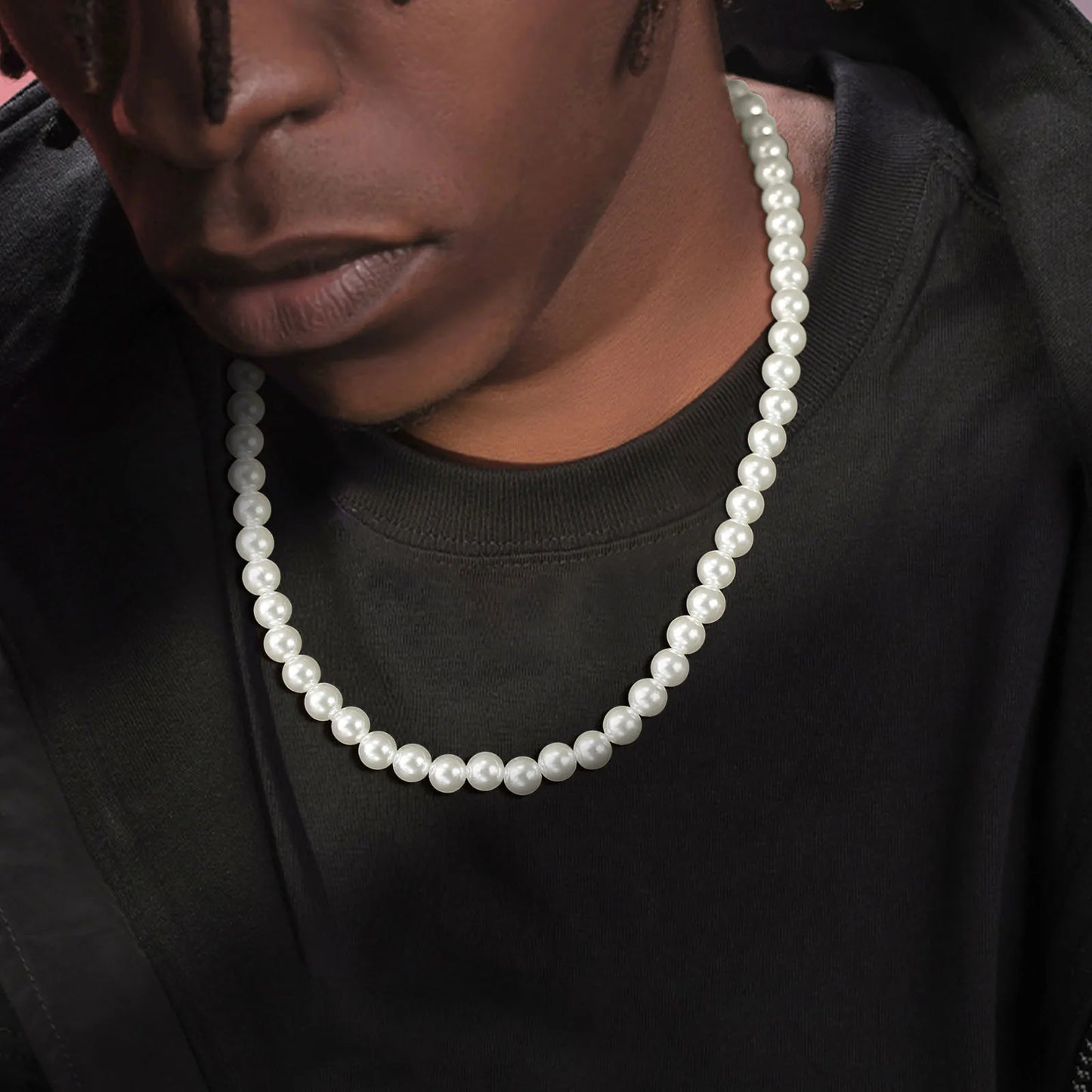 Pearl Necklace for Men,Modern Pearl Necklace, Men'S Necklace Pearl Jewelry,Gift for Men Women