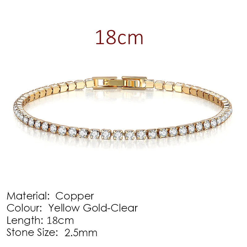 Fashion Multicolor Tennis Bracelet for Women 2.5/3/4/5Mm Zirconia Charm Designer Tennis Chain Men Bracelet Wedding Jewelry KC128