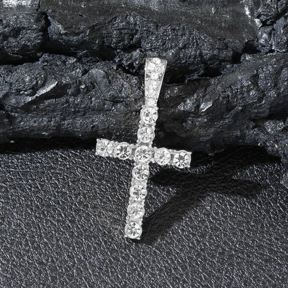 Hip Hop Diamond Cross Pendant with Cuban Link Necklace