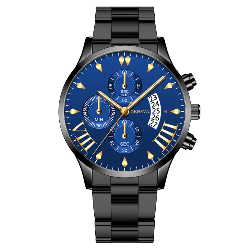 Fashion Calendar Quartz Men's Watch with Steel Band