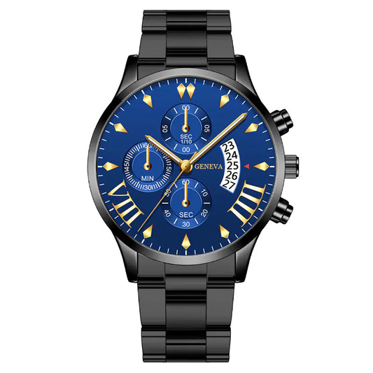 Fashion Calendar Quartz Men's Watch with Steel Band