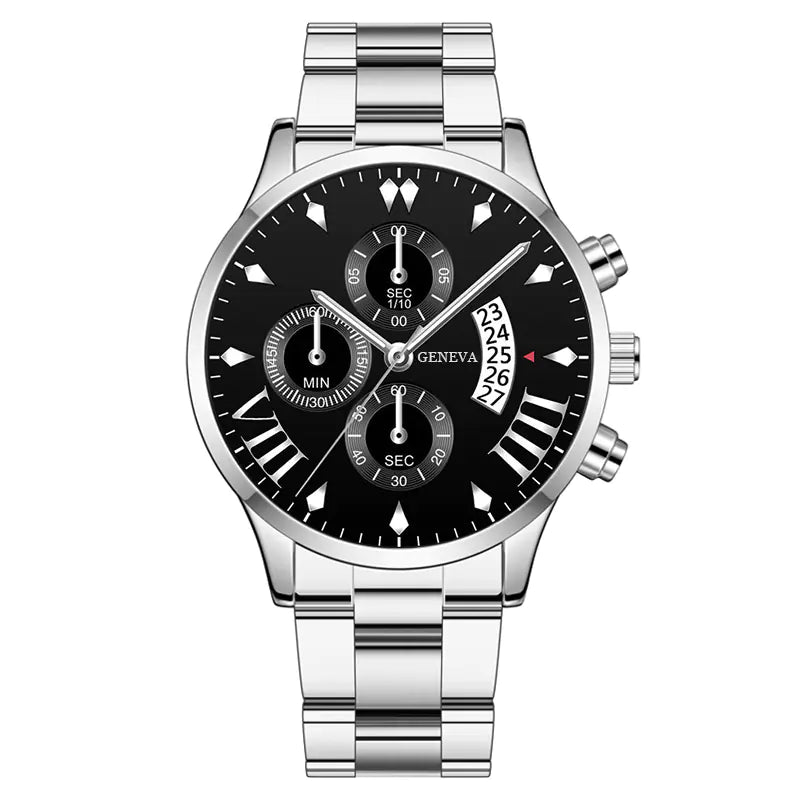 Fashion Calendar Quartz Men's Watch with Steel Band