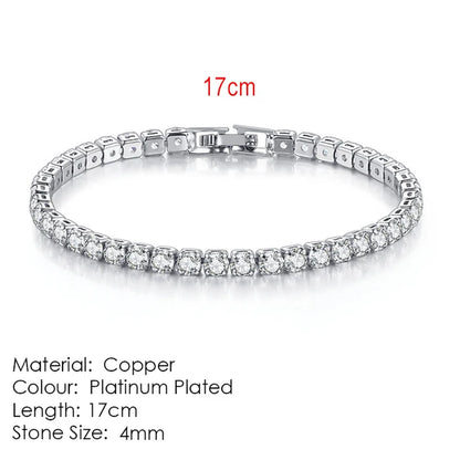 Fashion Multicolor Tennis Bracelet for Women 2.5/3/4/5Mm Zirconia Charm Designer Tennis Chain Men Bracelet Wedding Jewelry KC128
