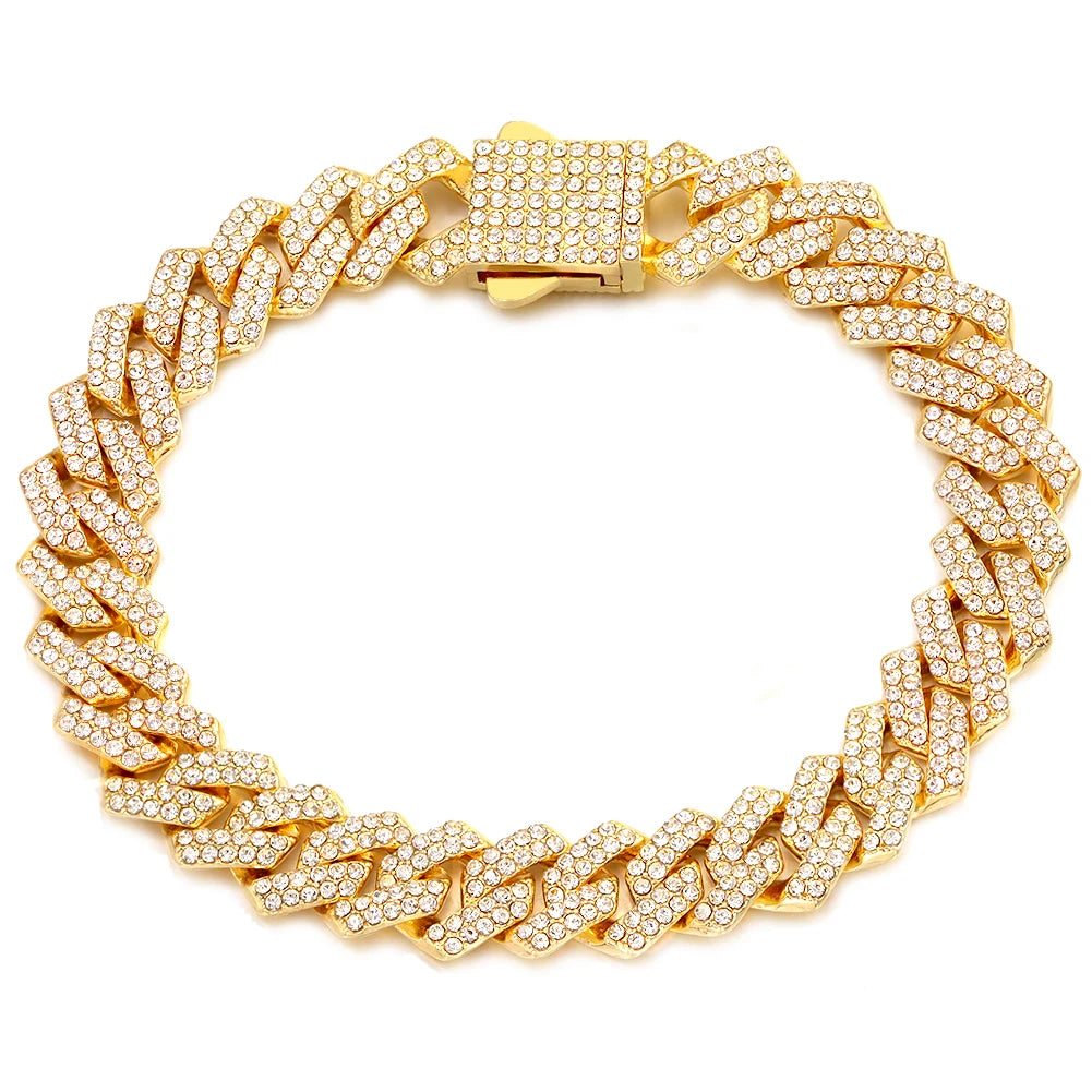 Summer 14MM Chunky Cuban Anklet for Women Gold-Plated Rhombus Cuban Link Chain Anklets Beach Sandals Jewelry New