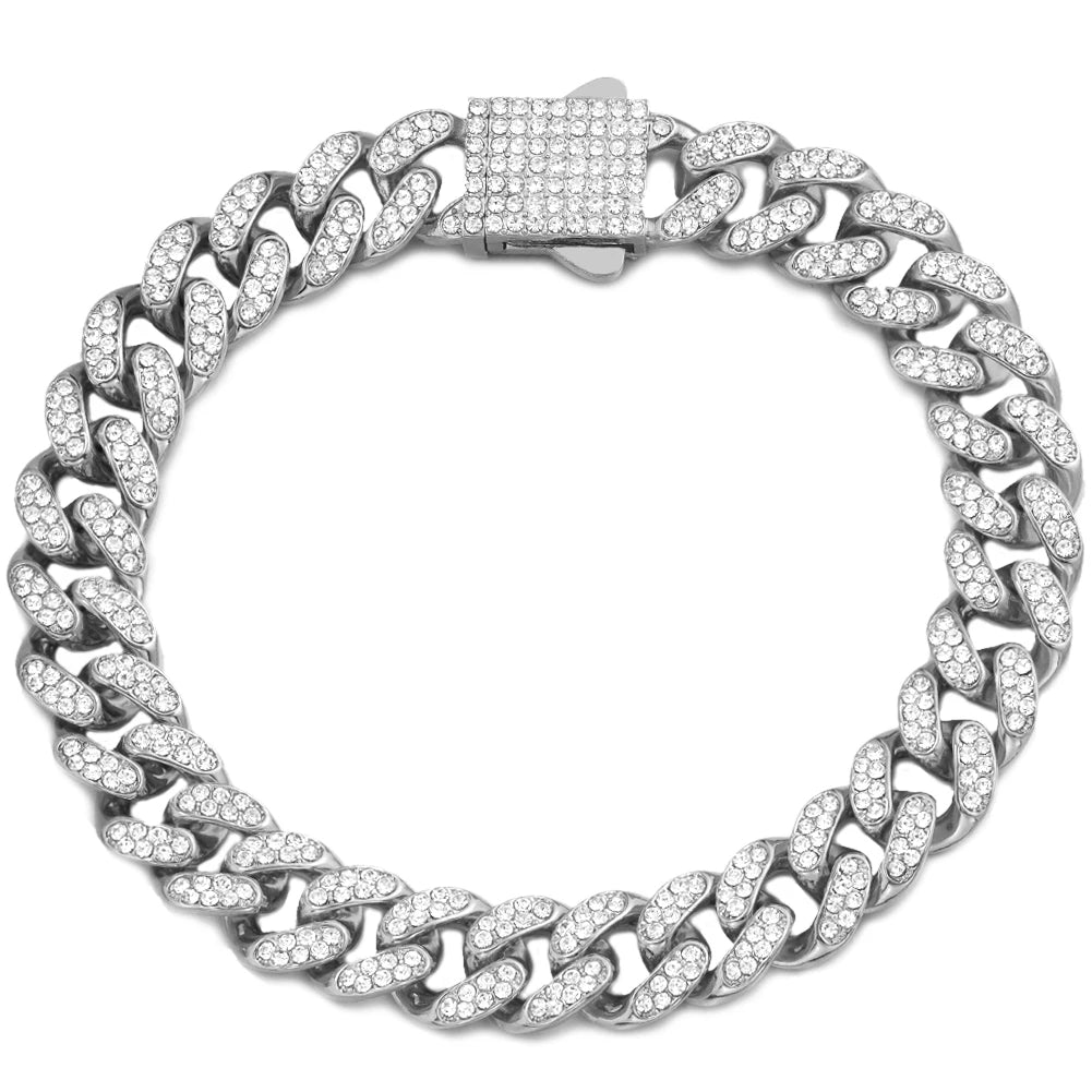 Summer 14MM Chunky Cuban Anklet for Women Gold-Plated Rhombus Cuban Link Chain Anklets Beach Sandals Jewelry New