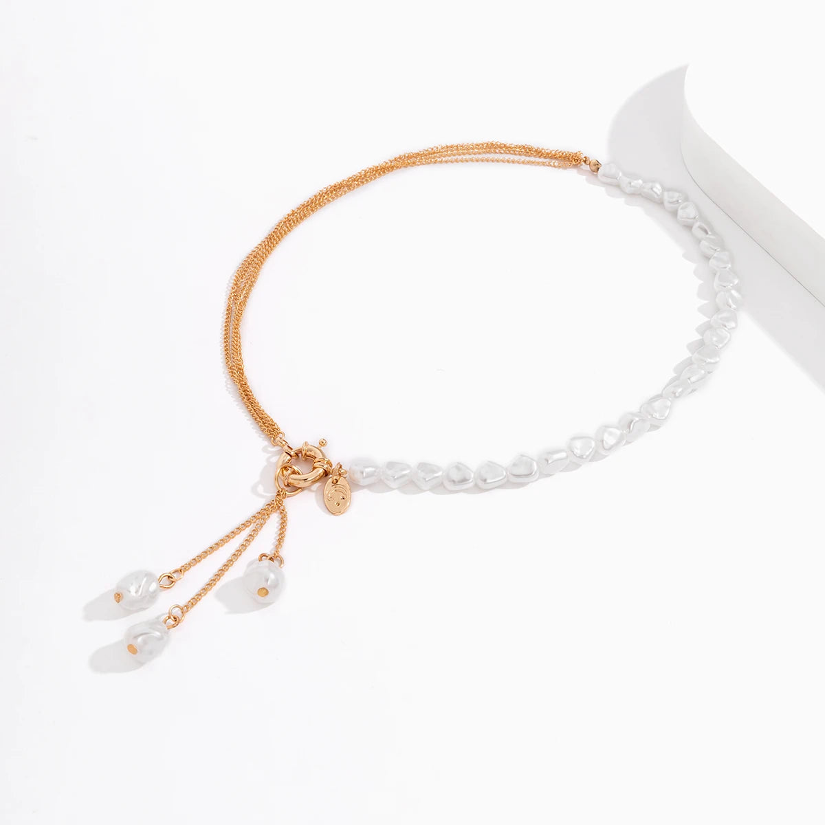 Baroque Simulated Pearls Long Tassel Pendant Necklace for Women Beaded Link Chain Necklace 2022 Trend Lariat Wedding Jewelry