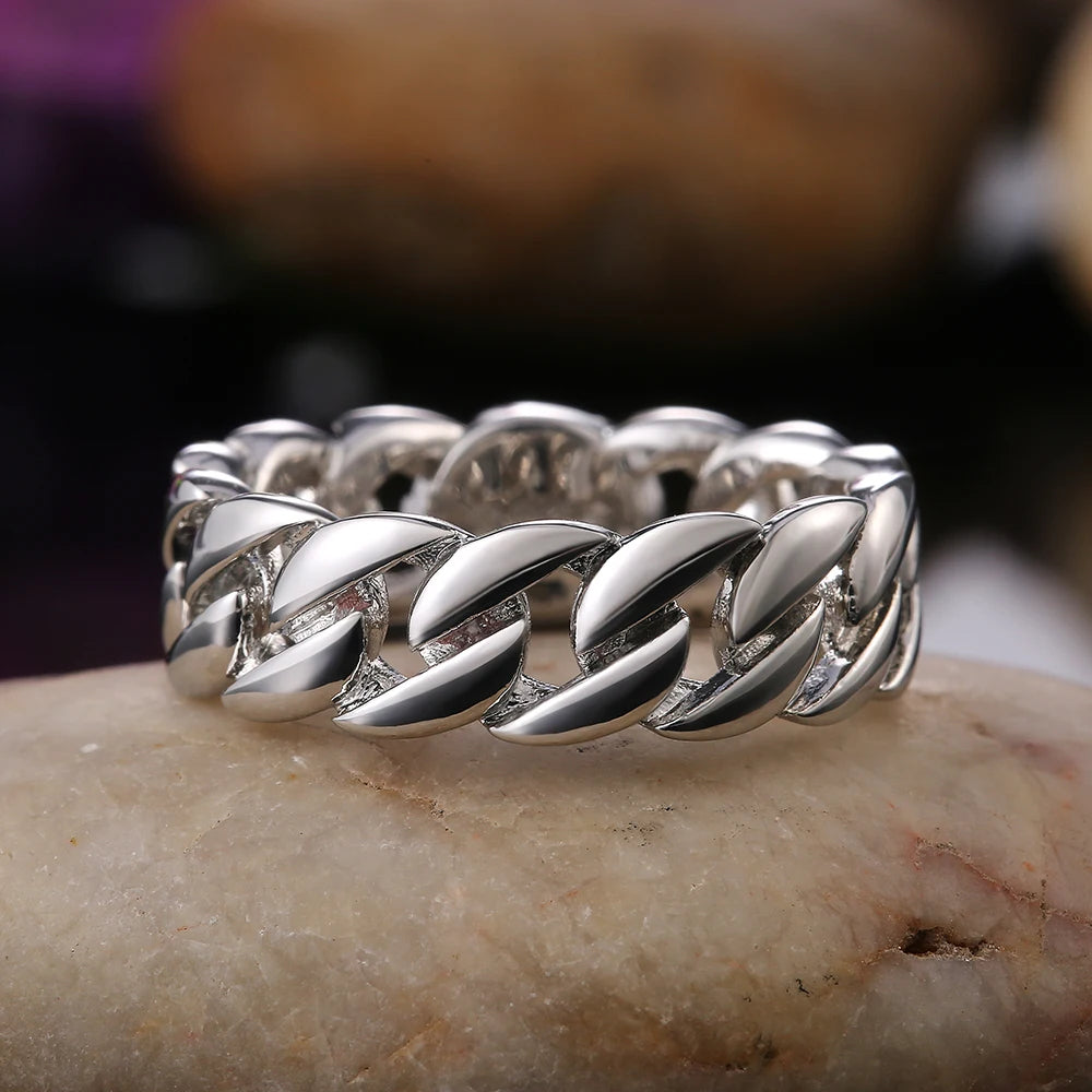 Metallic Chain Rings Men and Women Simple Design Hip Hop Party Cool Accessories Versatile Punk Style Jewelry Couple Rings