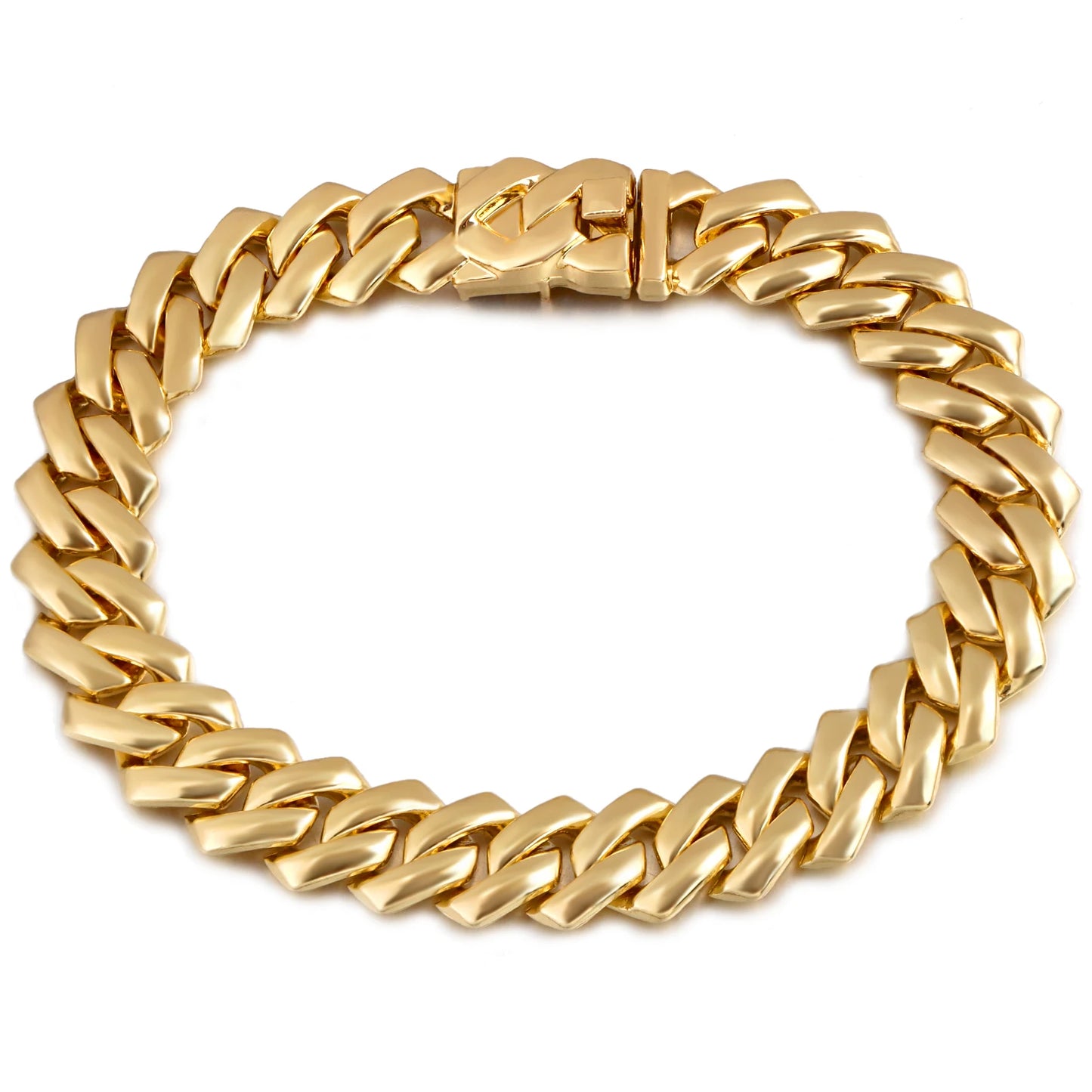 Summer 14MM Chunky Cuban Anklet for Women Gold-Plated Rhombus Cuban Link Chain Anklets Beach Sandals Jewelry New