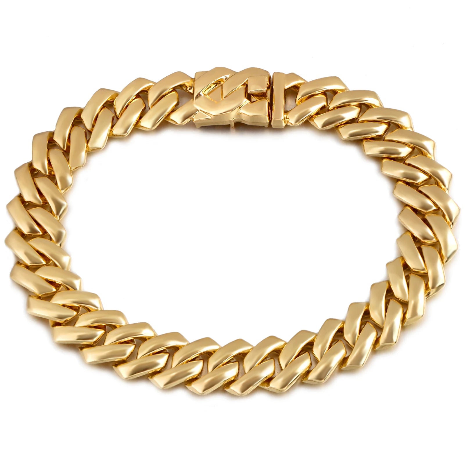 Summer 14MM Chunky Cuban Anklet for Women Gold-Plated Rhombus Cuban Link Chain Anklets Beach Sandals Jewelry New
