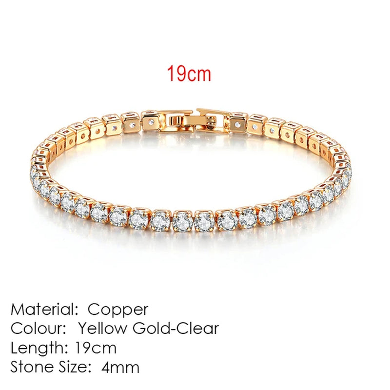 Fashion Multicolor Tennis Bracelet for Women 2.5/3/4/5Mm Zirconia Charm Designer Tennis Chain Men Bracelet Wedding Jewelry KC128