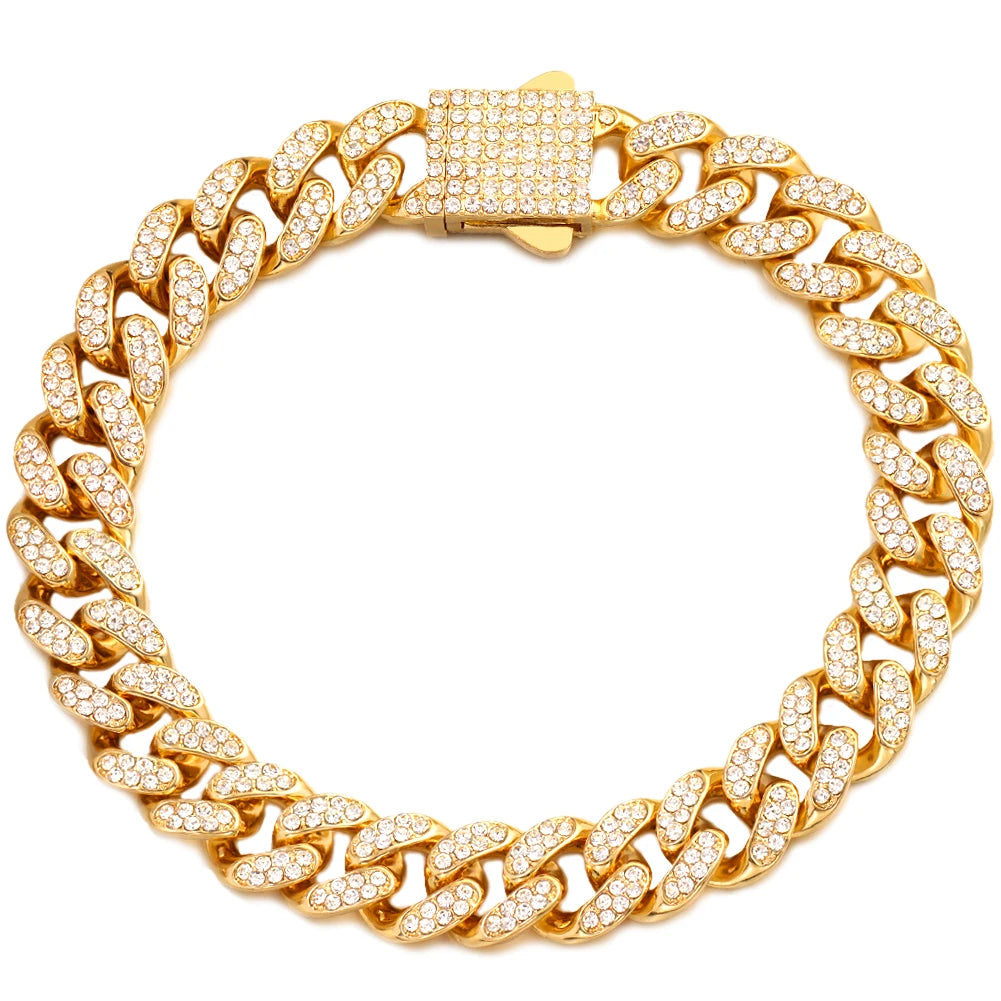 Summer 14MM Chunky Cuban Anklet for Women Gold-Plated Rhombus Cuban Link Chain Anklets Beach Sandals Jewelry New