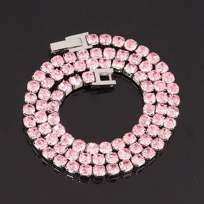 316L 4Mm Stainless Steel Necklace for Women Men'S Hip Hop Tennis Chain Necklaces Color Crystal Zircon Choker Necklace Jewelry