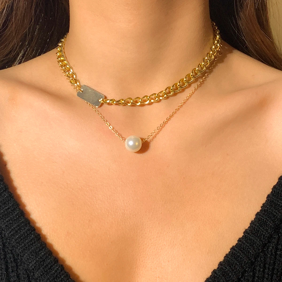 Baroque Simulated Pearls Long Tassel Pendant Necklace for Women Beaded Link Chain Necklace 2022 Trend Lariat Wedding Jewelry