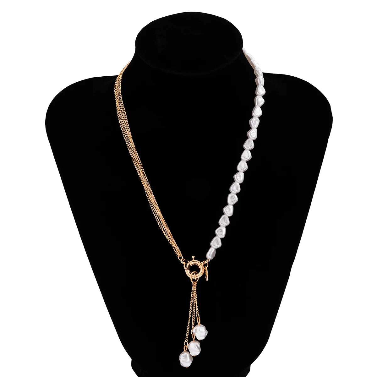 Baroque Simulated Pearls Long Tassel Pendant Necklace for Women Beaded Link Chain Necklace 2022 Trend Lariat Wedding Jewelry