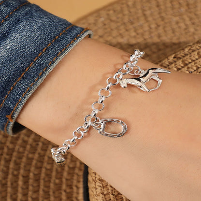 Men'S Fashion Double Chain Cross Hollow Wrist Bracelet Lobster Claw Buckle Stainless Steel Bracelet Hip Hop Punk Party Jewelry