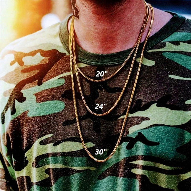 Chain Necklace Hip Hop Rapper'S Rope Chain Basic Punk Stainless Steel 3Mm 18" 20" 24" 30" Gold Silver Color Cuban Franco Jewelry