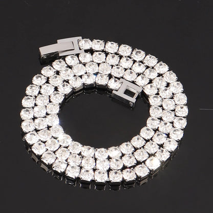 316L 4Mm Stainless Steel Necklace for Women Men'S Hip Hop Tennis Chain Necklaces Color Crystal Zircon Choker Necklace Jewelry