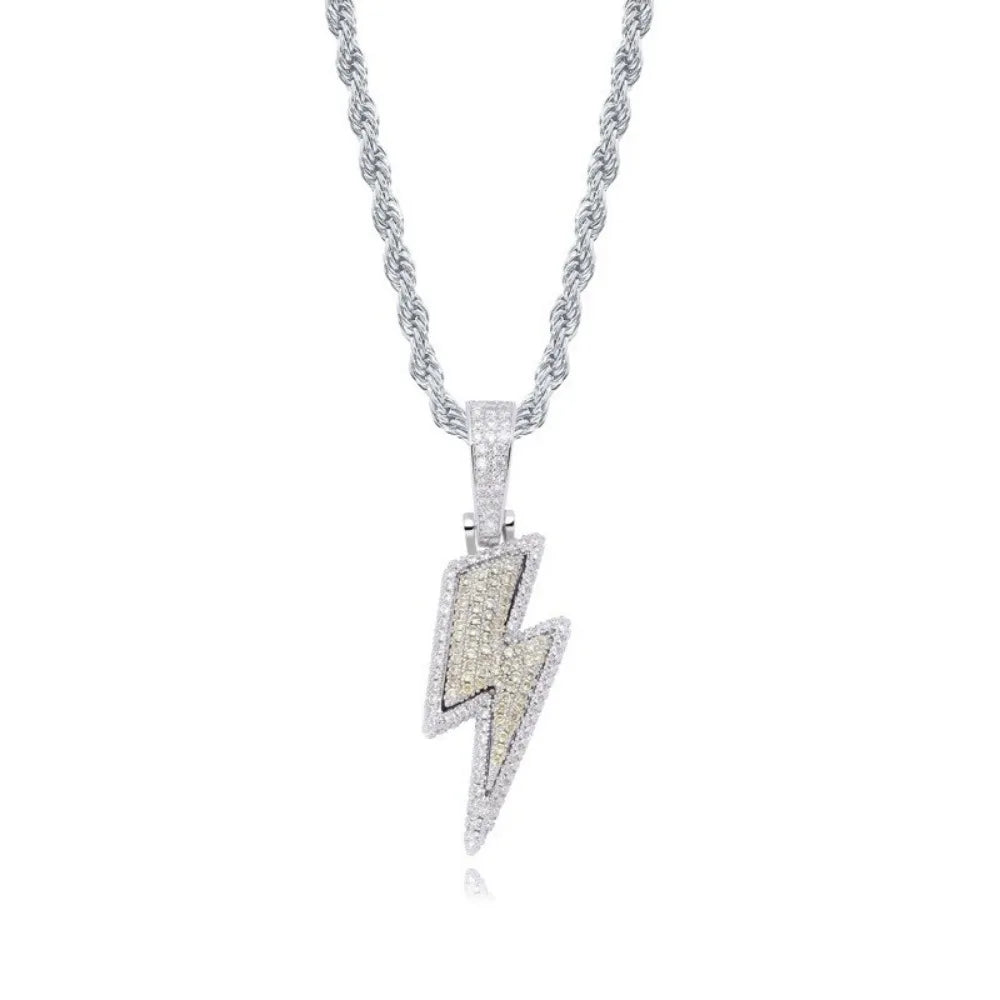 New Fashion Hip-Hop Zirconia Lightning Bolt Pendant Necklace Men and Women Chain Necklace Biker Punk Necklace Pendantaccessories