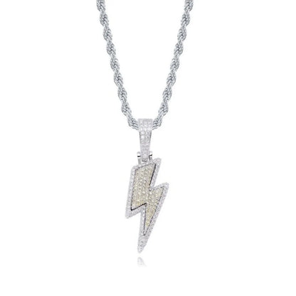 New Fashion Hip-Hop Zirconia Lightning Bolt Pendant Necklace Men and Women Chain Necklace Biker Punk Necklace Pendantaccessories