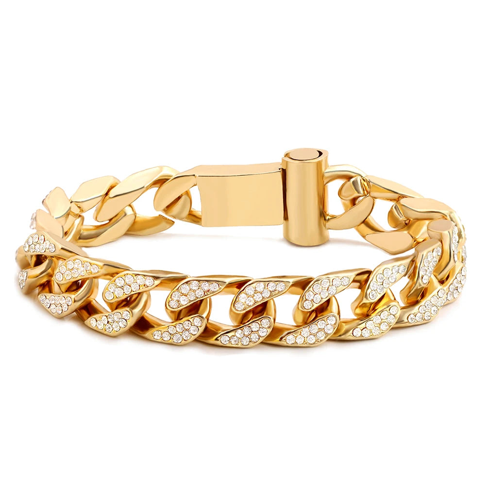 4Pcs Heart Geometry Cuban Link Bracelet for Women Girls Clustered Tennis Layered Hand Chain Set Jewelry Fashion Gift