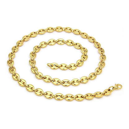 1Pcs Stainless Steel Coffee Beans Link Chain 5MM Necklaces for Men Women Rope Link Chain Necklaces Fashion Hip Hop Jewelry